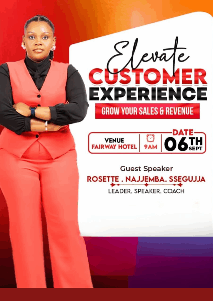 Promotional flyer for the 'Elevate Customer Experience' Master Class featuring Guest Speaker Rosette Najjemba Ssegujja.