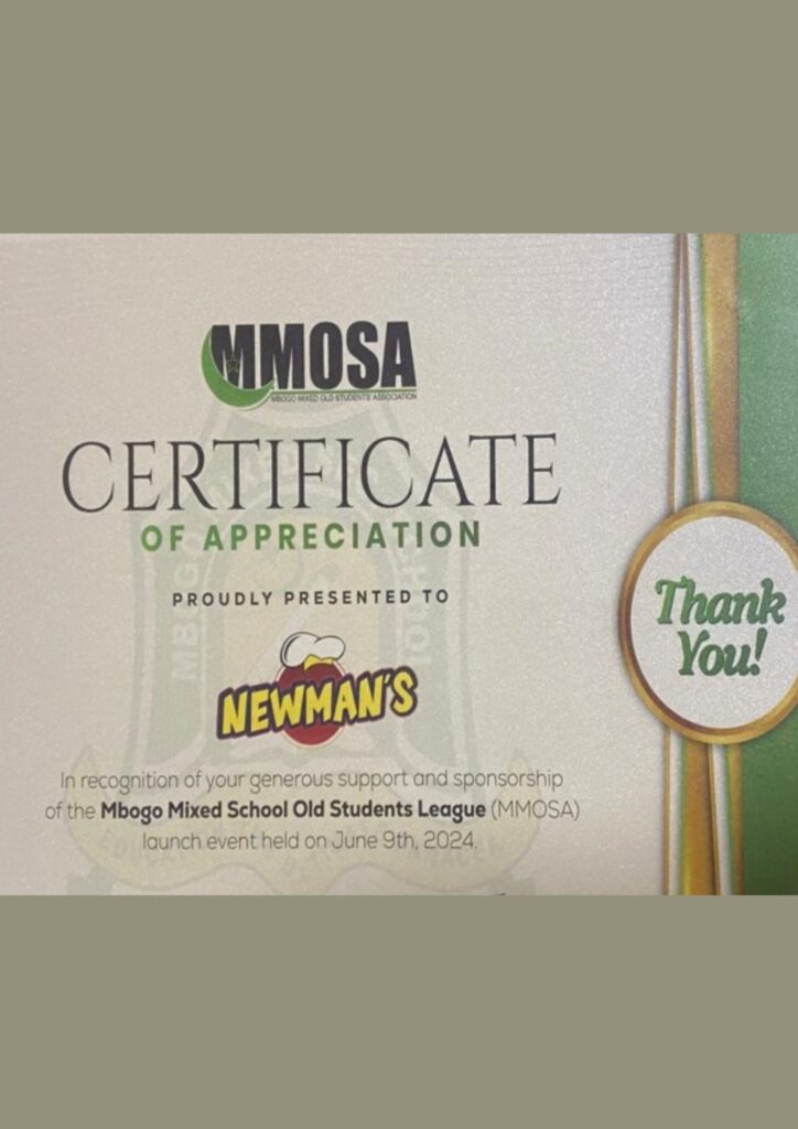 A certificate of Appreciation from MMOSA