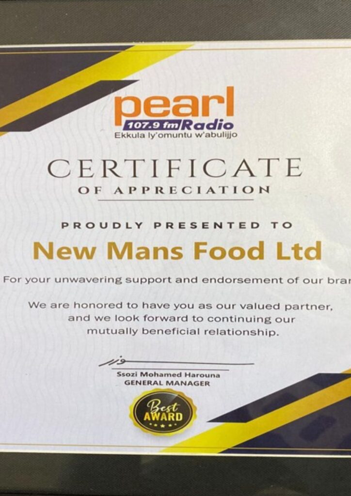A Certificate of Participation from Pearl FM
